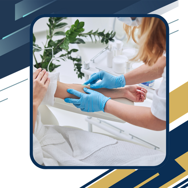 nurse putting IV in patient's arm