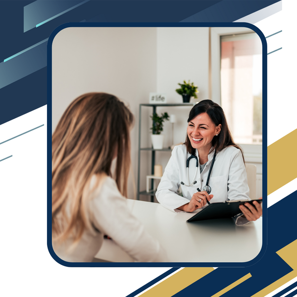 woman having consultation with happy doctor