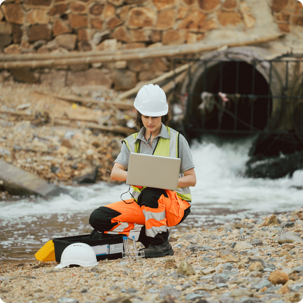 person testing water person testing water