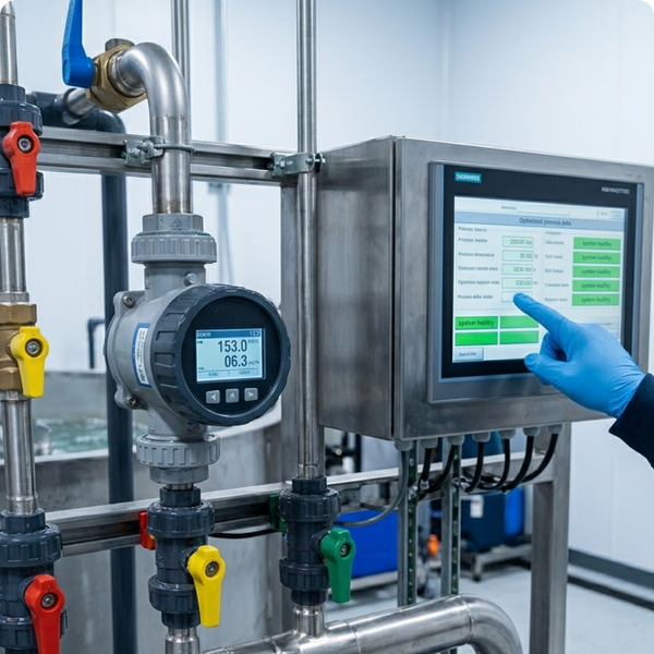 An automated chemical monitoring system and digital HMI panel ensure precise dosing and optimized operational flow within a flocculation treatment facility.