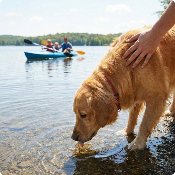 Dog drinking clean water