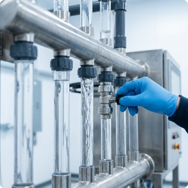 A close-up of a membrane filtration system within a clean facility, where clear, reclaimed water is successfully extracted from dewatering filtrate for industrial reuse A close-up of a membrane filtration system within a clean facility, where clear, reclaimed water is successfully extracted from dewatering filtrate for industrial reuse