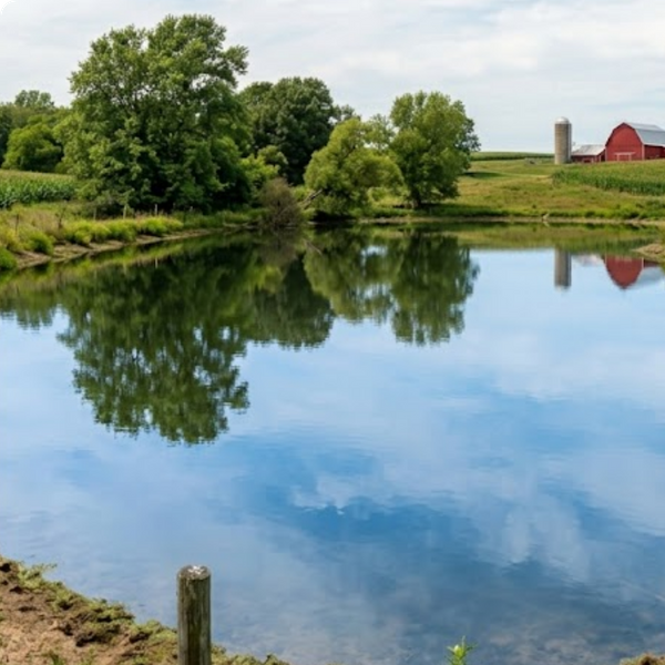 clear, clean water in a pond 