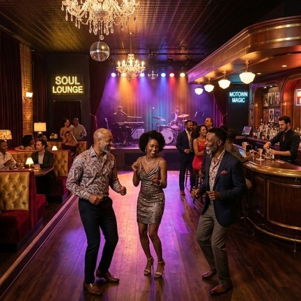 people dancing in a motown bar and lounge