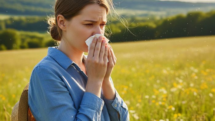 Person outside enjoying nature, seasonal allergies Person outside enjoying nature, seasonal allergies