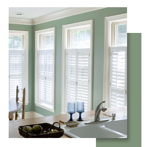  Image of white shutters in a kitchen