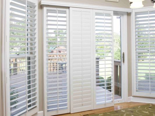 windows with plantation shutters