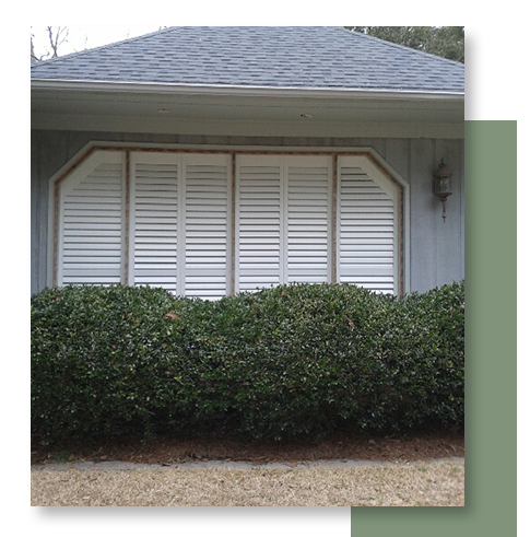 Image of exterior plantation shutters. 