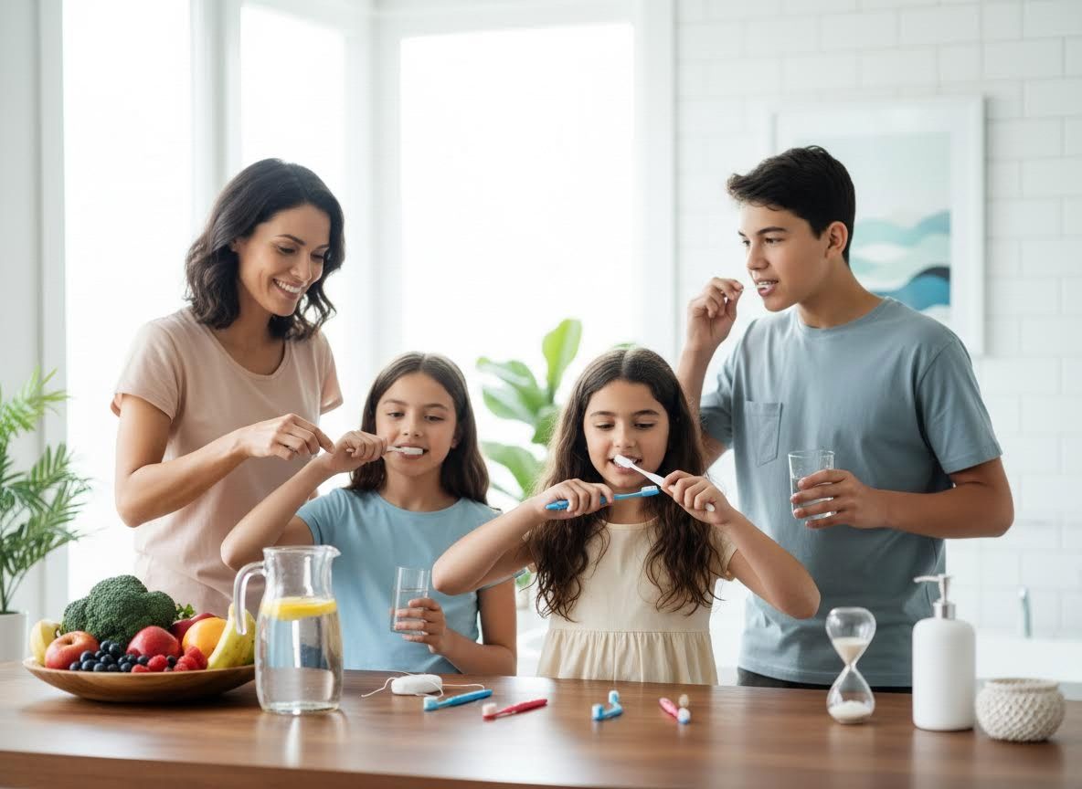 Family Brushing Teeth