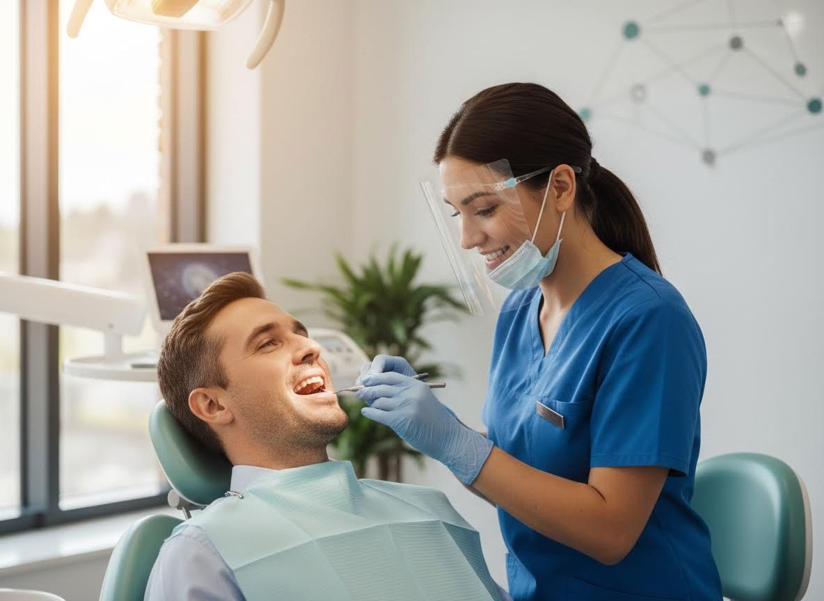 Dentist Examining Patient's Teeth