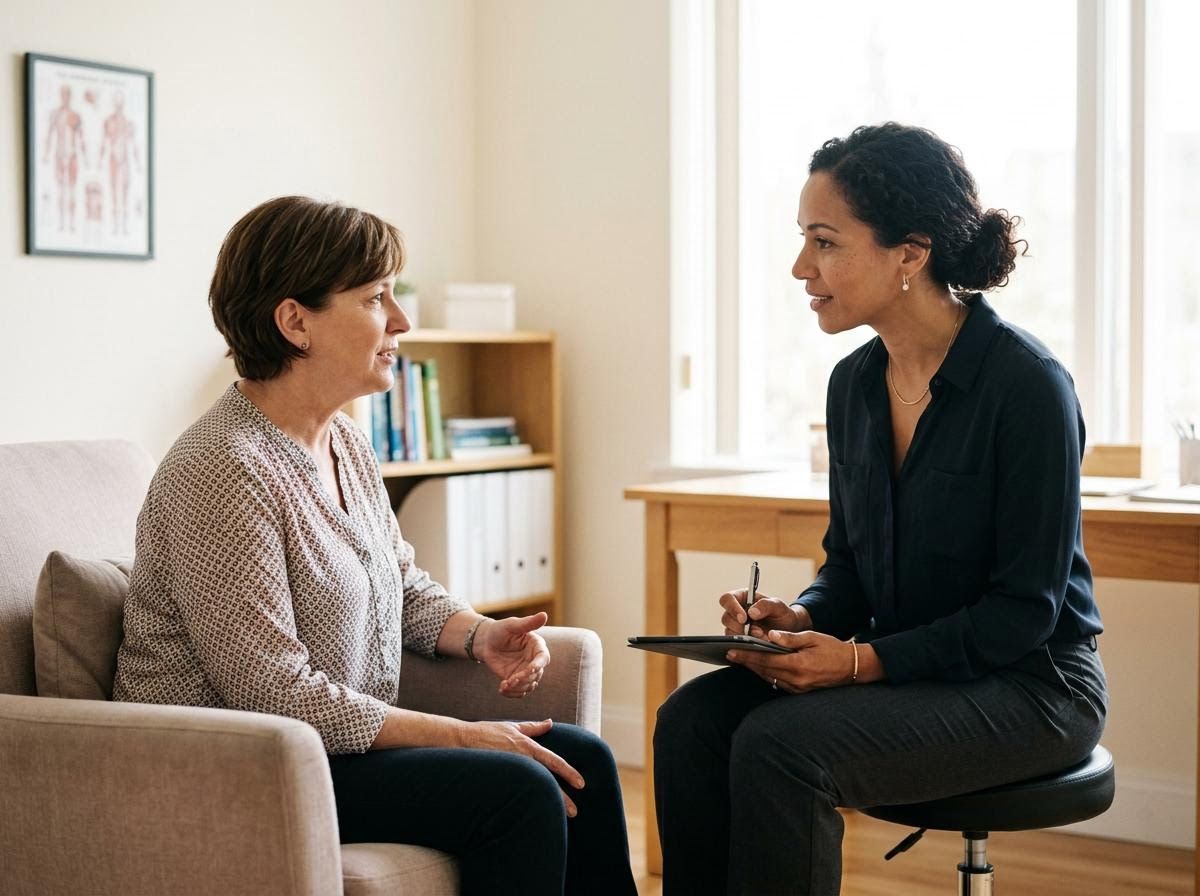 Therapy or counseling session between two women