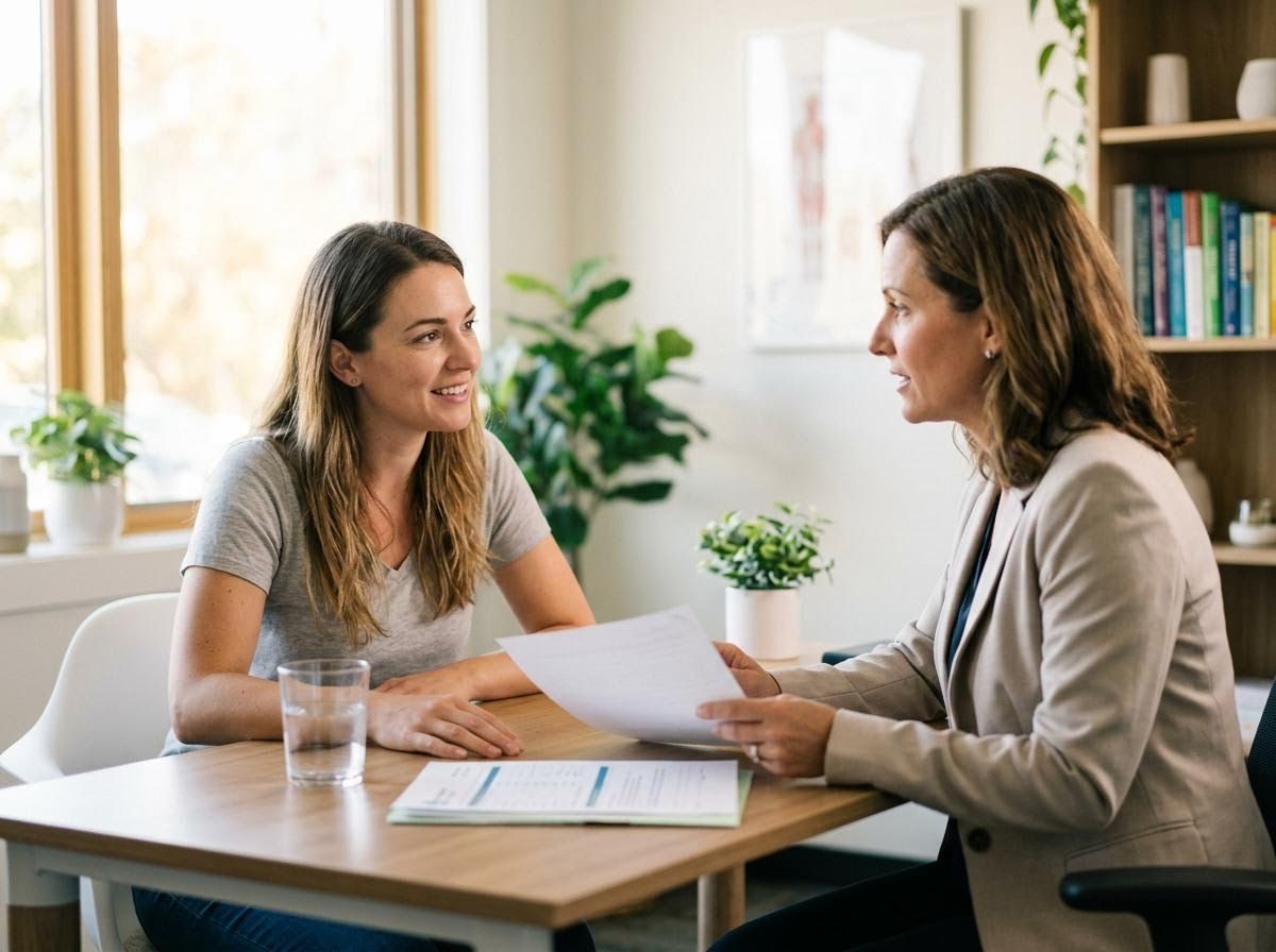 Two women having a professional discussion at a table