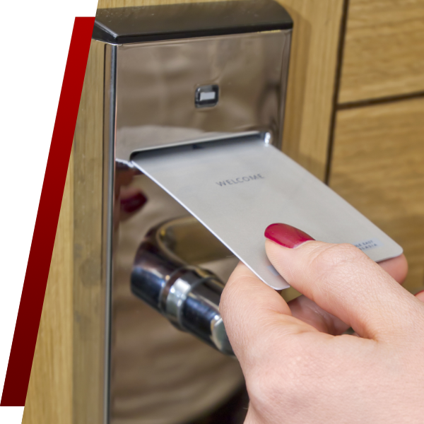 using a card to enter a door