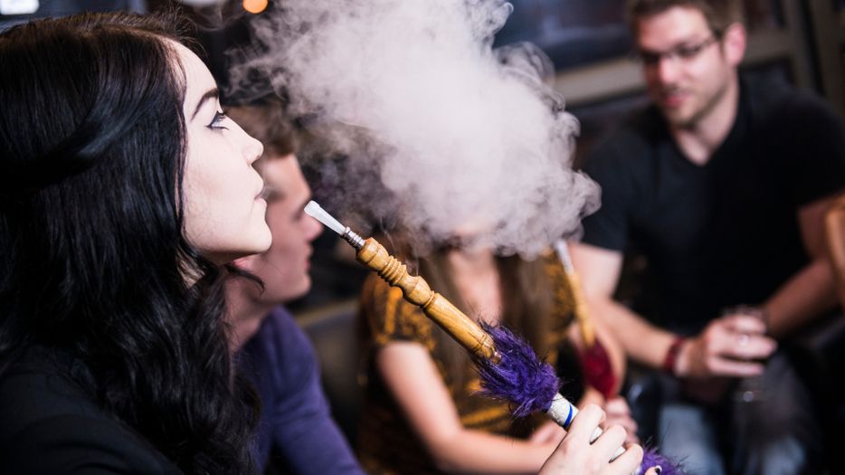 group at a hookah lounge