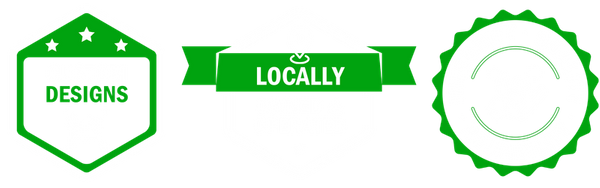 badges: custom designs, locally owned & operated, integrity, quality, reliability