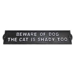 Reg $11.50 Sale $9.20 Beware Of Dog Shady Cat Plaque
