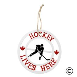 Reg $9 Sale $7.20 Hockey Lives Here Metal Ornament