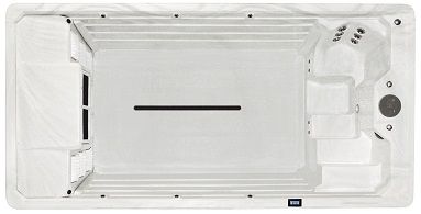 180" x 92" x 56"
This space conscious model measuring an ample 15 feet in length offers all the benefits of water workouts and relaxation as larger models. Side entry step design guarantees a full 114" of open fitness space. TSX15