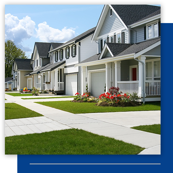 neighborhood sidewalk and houses