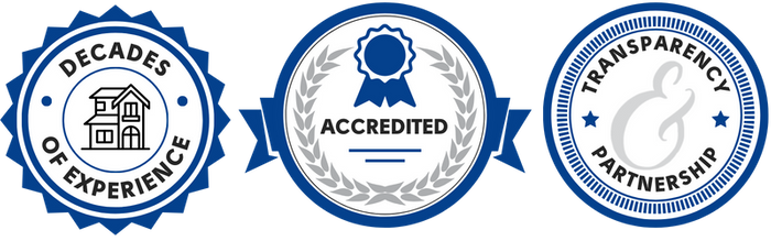 badges: decades of experience, accredited, transparency & Partnership