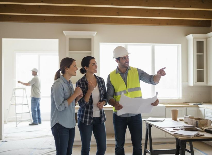 Builder and Homeowners Discussing Plans