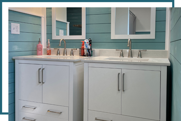 remodeled bathroom his and hers sinks