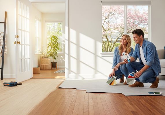 Couple Choosing Wood Floor Stain Colors
