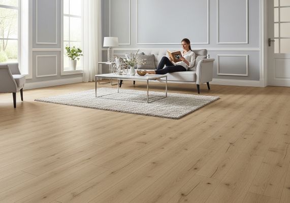 Living Room with Light Wood Flooring