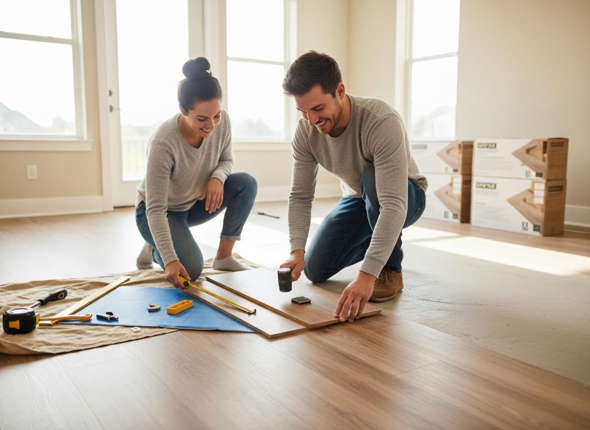 Happy Couple Installing New Floor