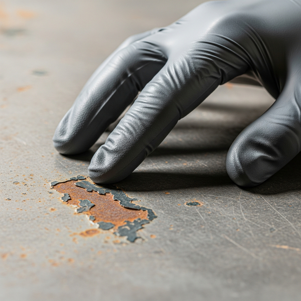 Hand inspecting industrial metal substrate for flaws. Tips for Properly Preparing Surfaces for Industrial Paint Application 1.jpeg