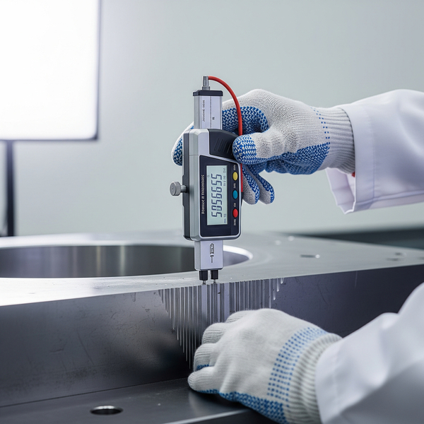 Measuring surface profile of prepped industrial surface. Tips for Properly Preparing Surfaces for Industrial Paint Application 4.jpeg