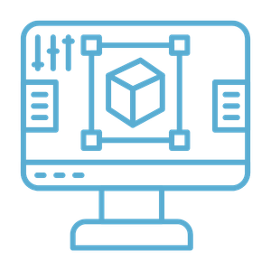 3D design on a computer icon
