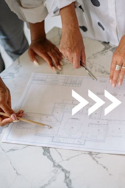 working on kitchen blueprints 