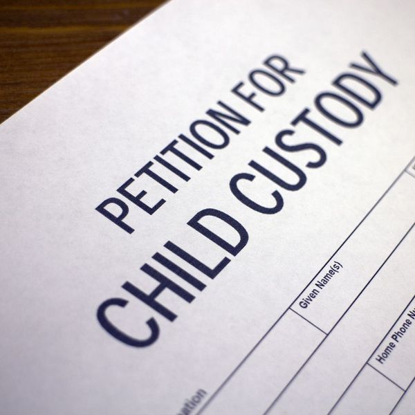 Piece of paper that says "Petition for Child Custody"