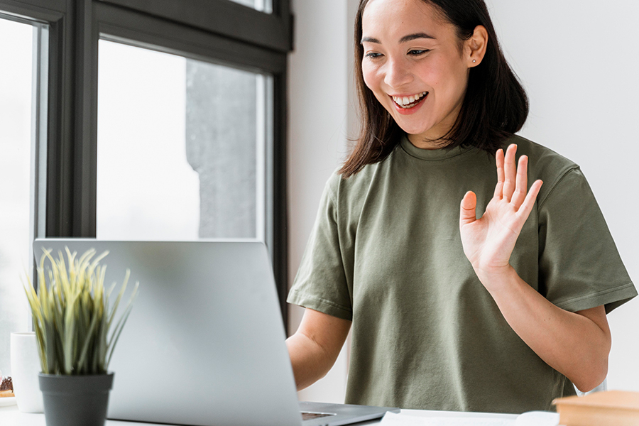 image of a woman doing telehealth services