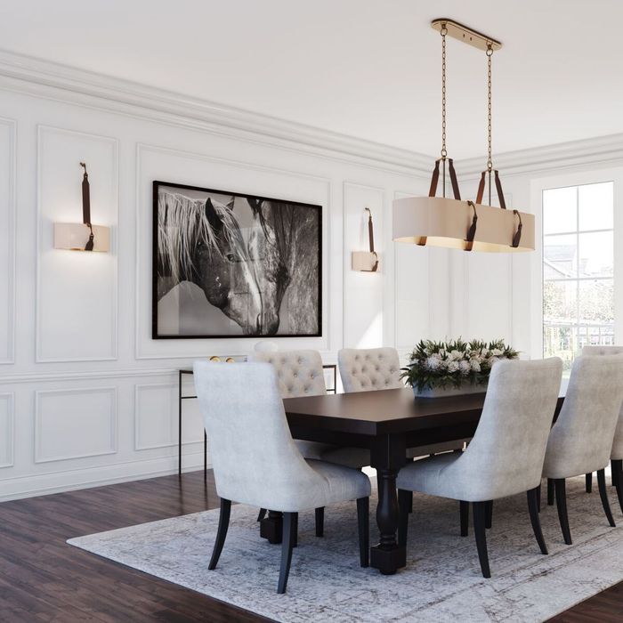 elegant wall lighting in dining room, matching chandelier