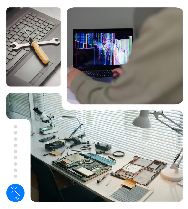broken laptop screen and laptop system 