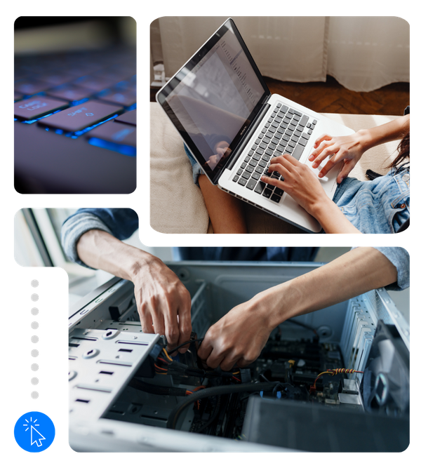 laptop, keyboard and PC