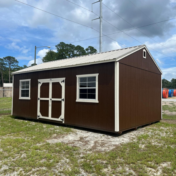 brown shed.