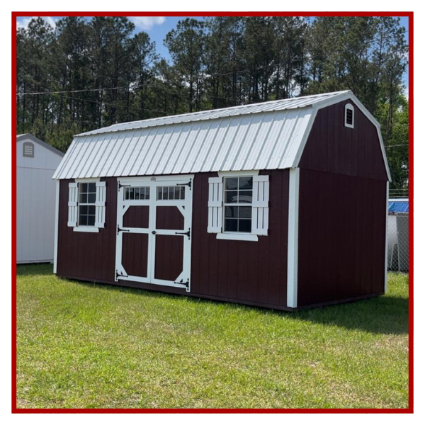brown shed.