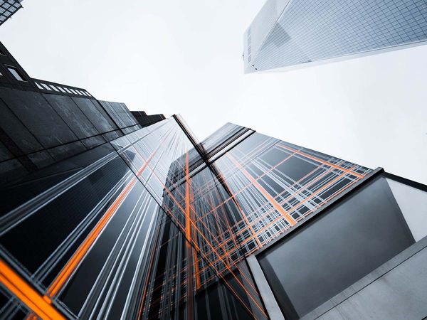 image of tall skyscrapers from below