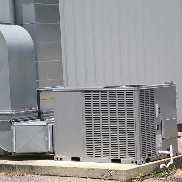 Air handling unit provides central heating and cooling service to a commercial business.