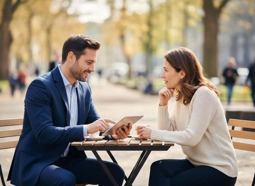 insurance agent talking to a client
