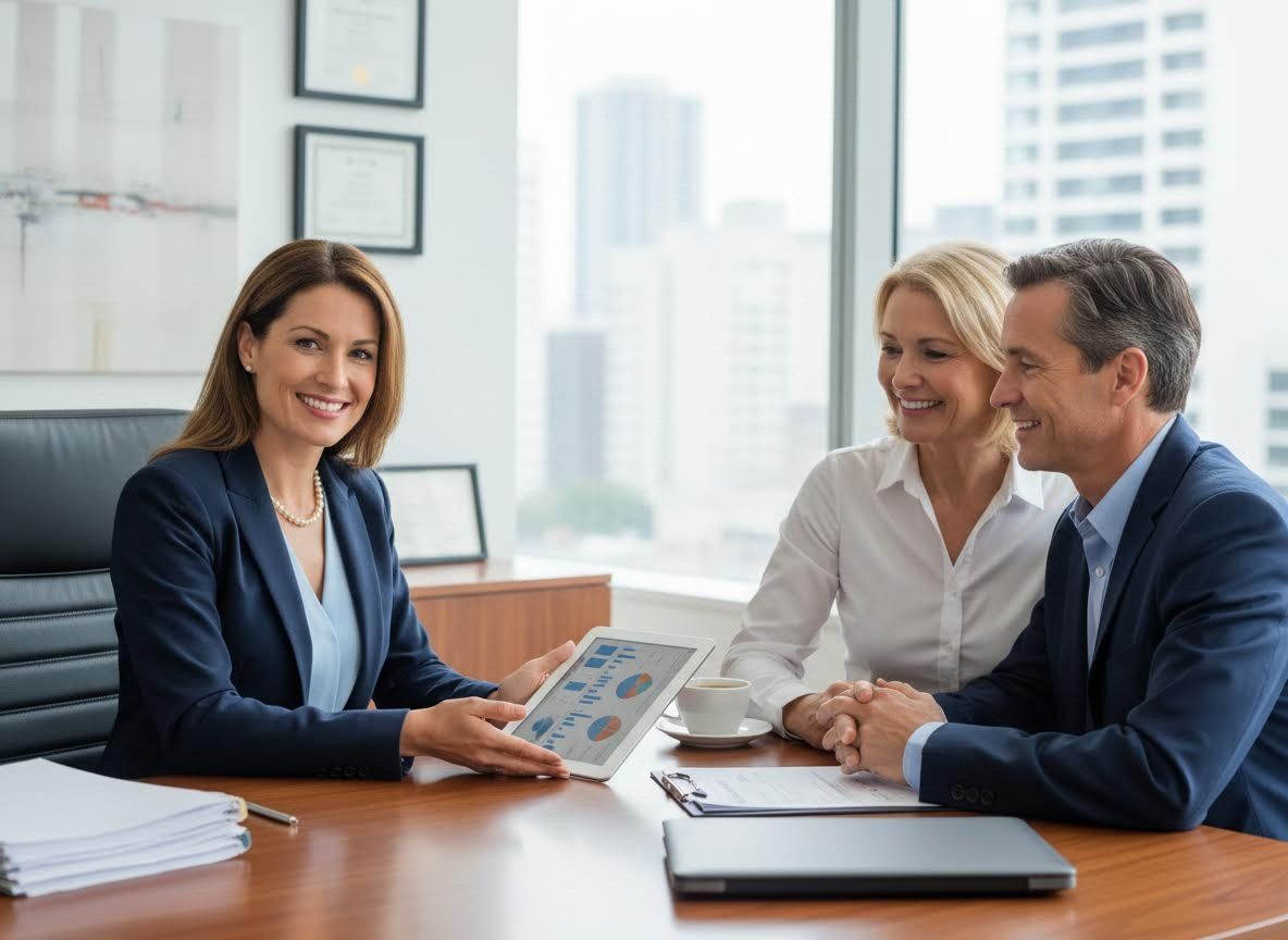 successful insurance agent in an office