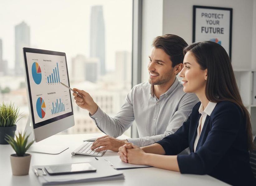 insurance agent using a computer