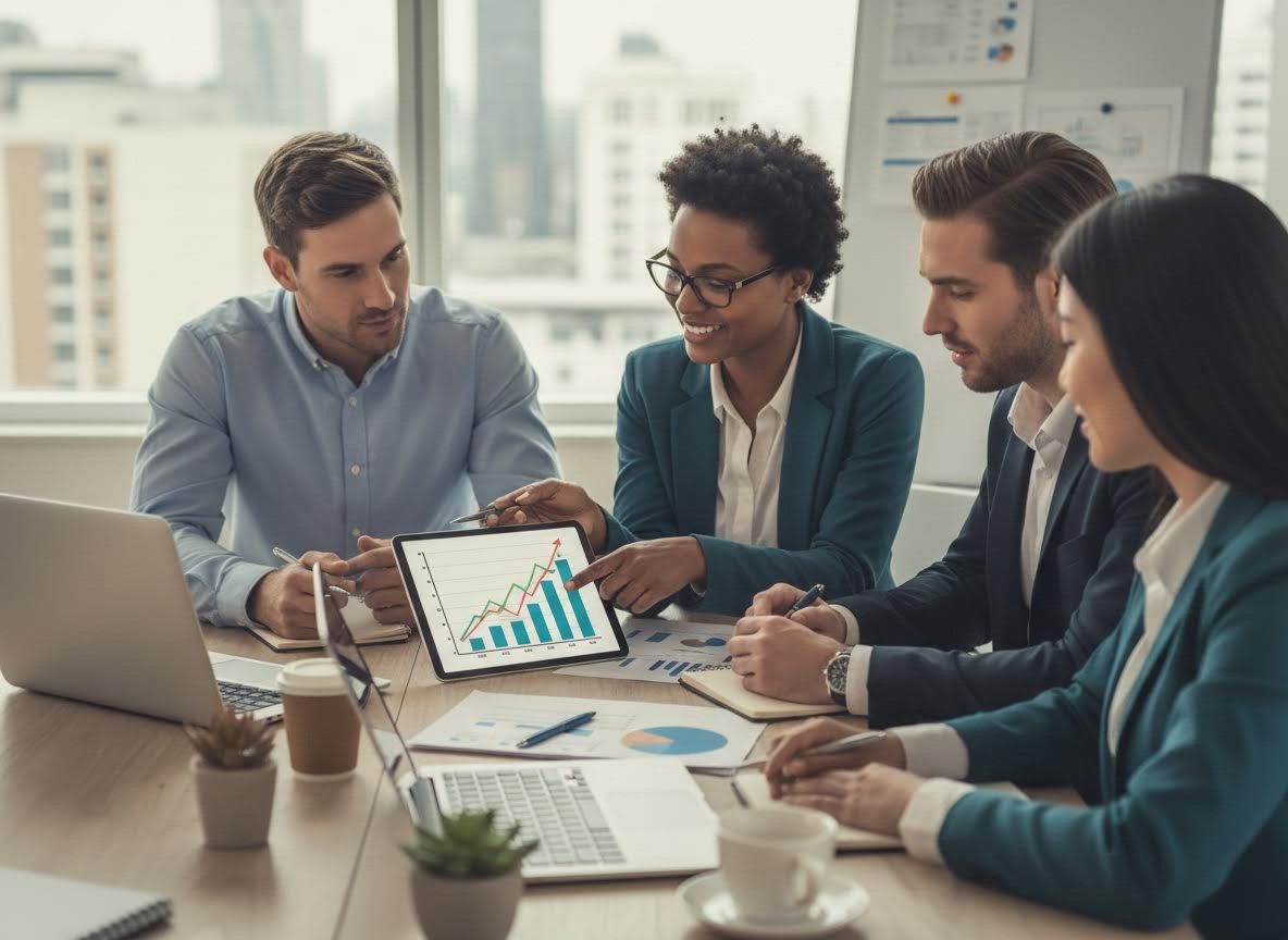 Diverse Business Team Analyzing Growth Trends