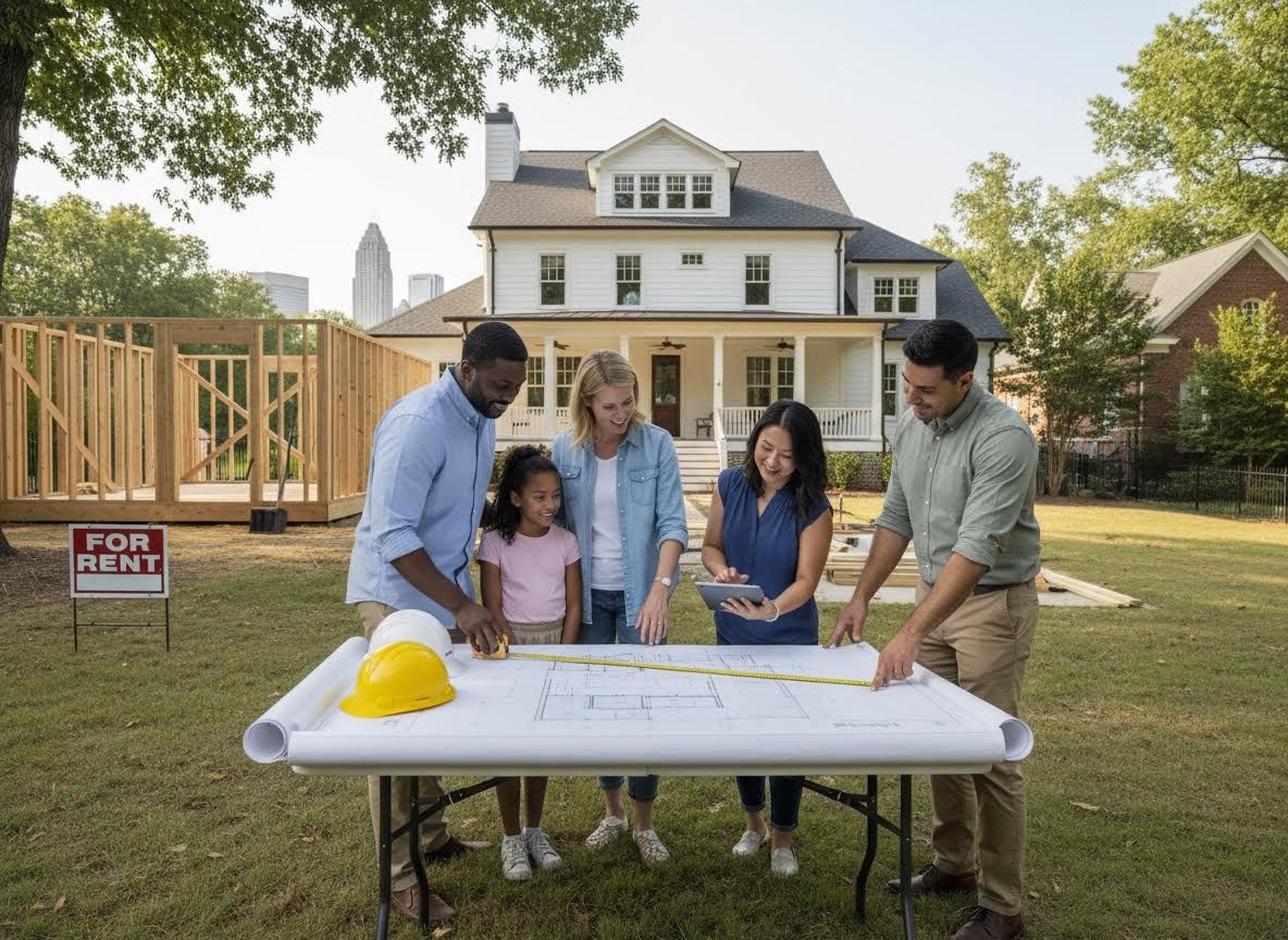 Friends and Family Reviewing Blueprints for Home