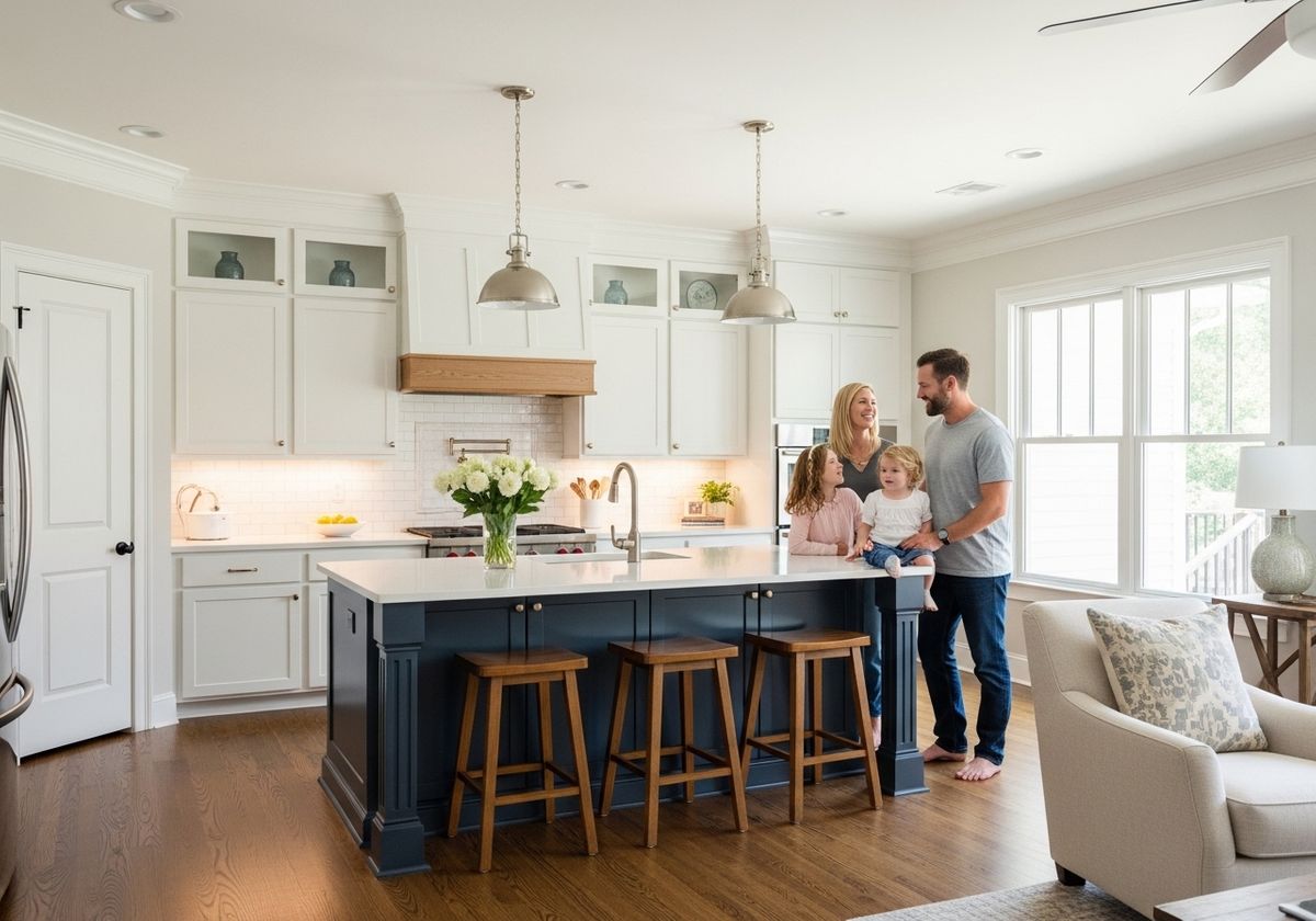 Family in a modern kitchen