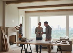 Couple and Contractor Discussing Home Renovation Plans