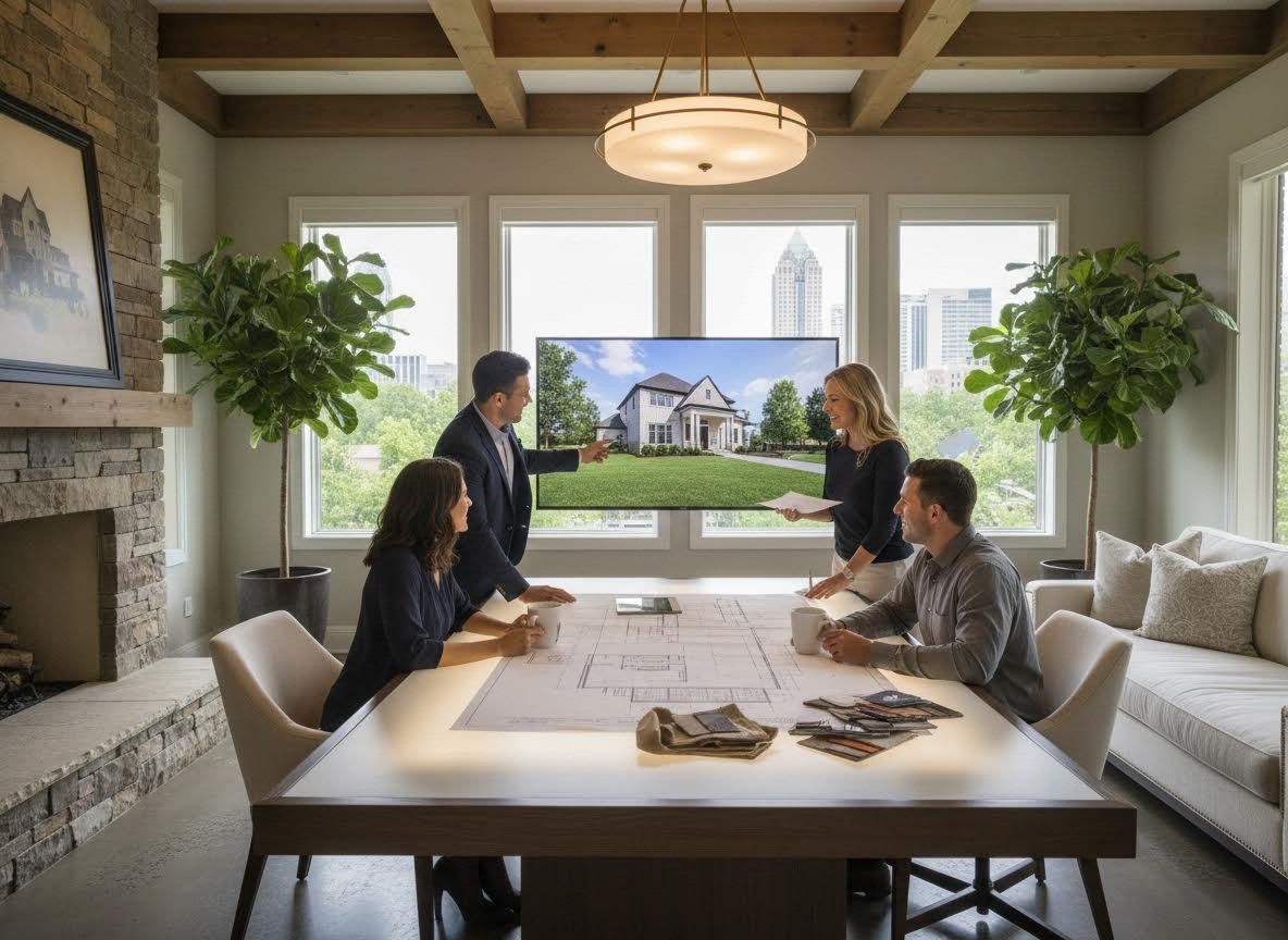 Real Estate Design Team Reviewing Home Plans